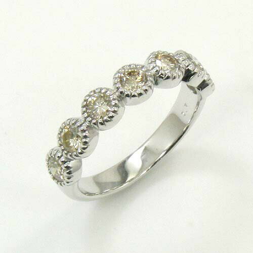 ダイヤモンドリング 18金ホワイトゴールド(K18WG)ライトブラウンダイヤモンド0.7カラット(0.7ct) リング 18K GOLD ジュエリー アイテム ...
