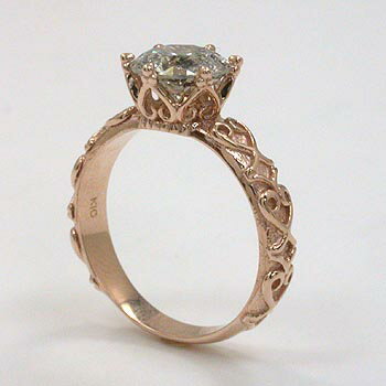 最短翌日 クーポンで大割引 ダイヤモンドリング　1カラット　K10ピンクゴールド 天然ダイヤリングtypeA