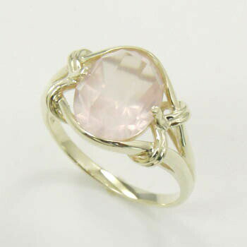 ローズクォーツ　リング10金（K10）イエローゴールド　プレミアムローズクォーツ　リング　送料無料