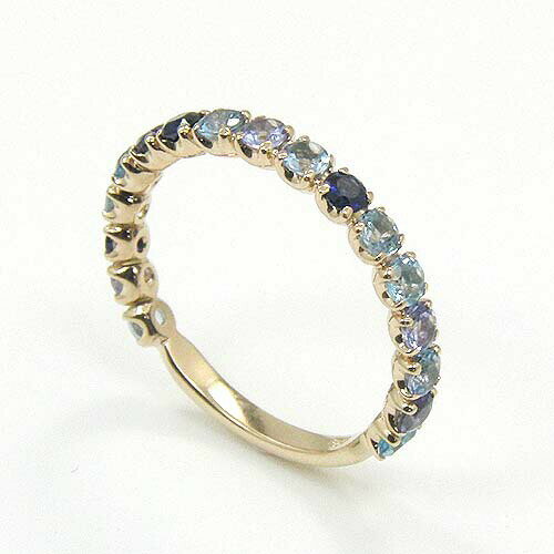 18金(K18)ピンクゴールド エタニティ リング パステルブルーカラー 18K GOLD ジュエリー アイテム レディースプレゼント 女性 誕生日 ジュエリー...