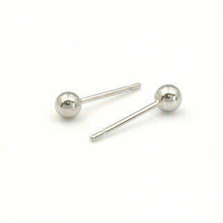 Rakuten - プラチナ(PT900) 丸玉3mm ピアス(太さ0.9mm・長さ12mm芯・シリコンキャッチ付）即納品(4日前後発送可能)