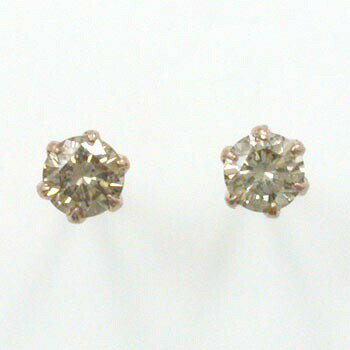 最短翌日 クーポンで大割引 ダイヤモンドピアス　K18ピンクゴールド ライトブラウンダイヤ0.07ctx2ピアス（通常芯・シリコンキャッチ付）