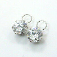 プレゼント18金ホワイトゴールド キュービックジルコニアフープピアス用チャーム(輪内径約2.6mm)ゆうパケット発送は送料無料です