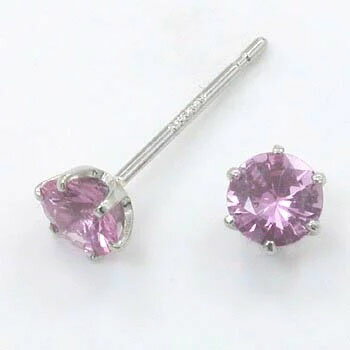 最短翌日 クーポンで大割引 ピンクサファイアピアス PT900ピンクサファイア 六本爪 ピアス(通常芯・シリコンキャッチ付)