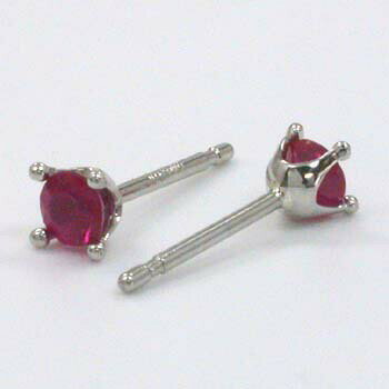 最短翌日 クーポンで大割引 ルビーピアス　プラチナ(PT900)ルビーAAA品質3.5mmラウンド　ミルククラウン　ピアス(通常芯・シリコンキャッチ付)