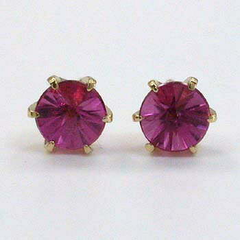 K18ルベライト5mm六本爪ピアス(0.9mm芯,キャッチなし)