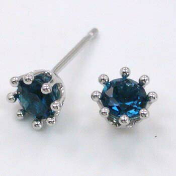 K18WG/K18PGの2種類ございます。インディゴブルートパーズ 5mm八本爪ミルククラウンピアス(太さ0.9mmx長さ10mm芯・シリコンキャッチ付)