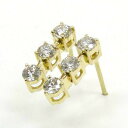K18天然ダイヤモンド total0.5ctスリーストーンピアスtypeAA（太さ0.9mmx長さ10mm芯・シリコンキャッチ付）