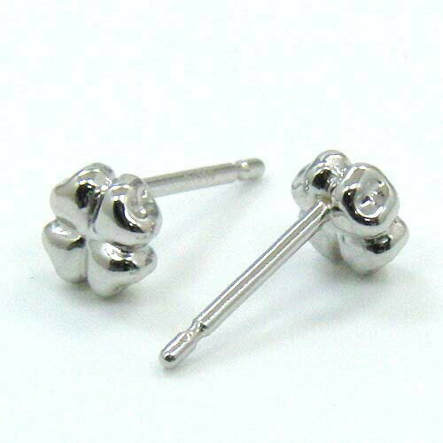 最短翌日 クーポンで大割引 Pt ピアス プラチナ(Pt900) 四つ葉 クローバー ピアス（太さ0.9mmx長さ12mm芯 上部付き・シリコンキャッチ付）