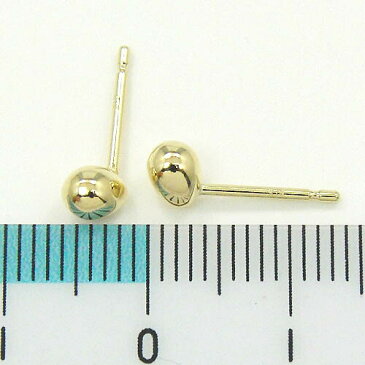 K18 たまご 3mm ピアス(太さ0.9mmx長さ10mm芯・シリコンキャッチ付）【即納(4日前後発送)】