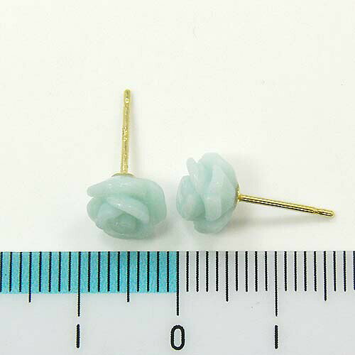 アーアゼロワン JEWELRYの最短翌日 クーポンで大割引 K18ゴールド ブルークォーツ8mmバラ デザイン ピアス(太さ0.8mm芯・シリコンキャッチ付)送料無料｜アングル2