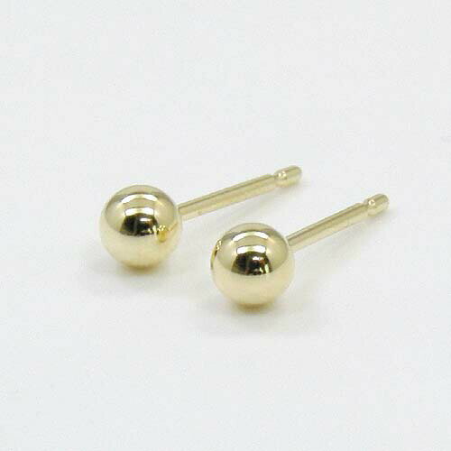 Rakuten - 最短翌日 クーポンで大割引 18金ゴールド 丸玉 4mm ピアス(太さ0.9mmx長さ10mm芯・シリコンキャッチ付）