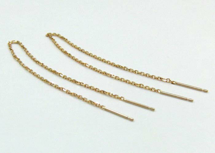 最短翌日 クーポンで大割引 長さ11センチ　小豆鎖18金ピンクゴールド/18金ゴールド2種類からお選びいただけます。アメリカンピアス(小豆チェーン/幅0.8mm・全長11cm）送料無料