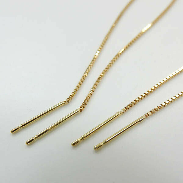 18金ゴールド アメリカンピアス(幅0.7ミリ・全長12センチ）