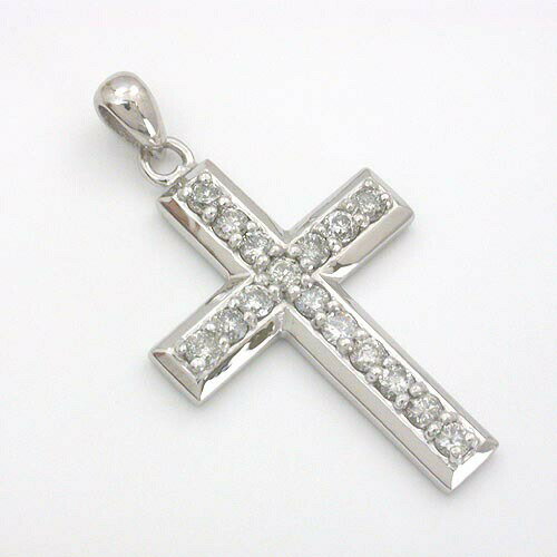 Rakuten - K18WG 天然ダイヤ　typeAA　0.5ct クロスペンダントヘッド