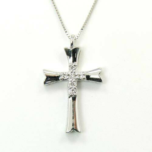 ＋P20倍以上　ダイヤモンドネックレス　18金ホワイトゴールド　ダイヤモンド クロスネックレスtypeAAA　送料無料