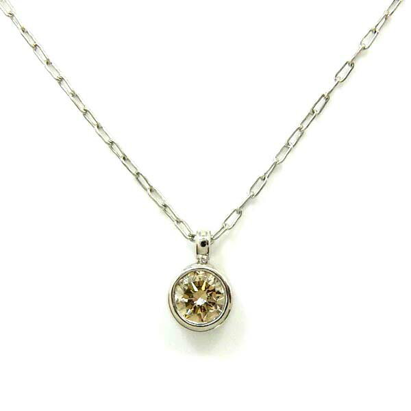 ＋P20倍以上　ダイヤモンドネックレス　一粒　プラチナ(Pt900)ライトブラウンダイヤモンド0.2カラットペンダントネックレス(小豆チェーン 45cm スライドピン)