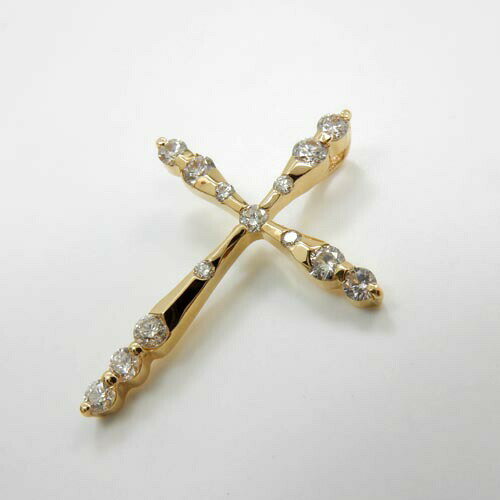 最短翌日 クーポンで大割引 クロス　0.5カラット ダイヤモンド　ペンダントヘッド　AAクラス18金ゴール..
