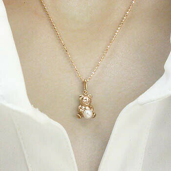 アーアゼロワン JEWELRYのK18PG 淡水パールBear( クマ)ペンダントヘッド｜アングル2