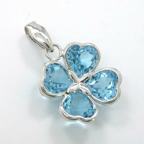 PT900 ブルートパーズ クローバーモチーフペンダント ヘッド【送料無料】【即納(4日前後発送)】