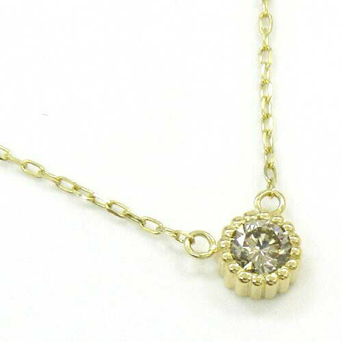 18金イエローゴールド(青金)ライトブラウンダイヤ0.25ct ネックレス(4)