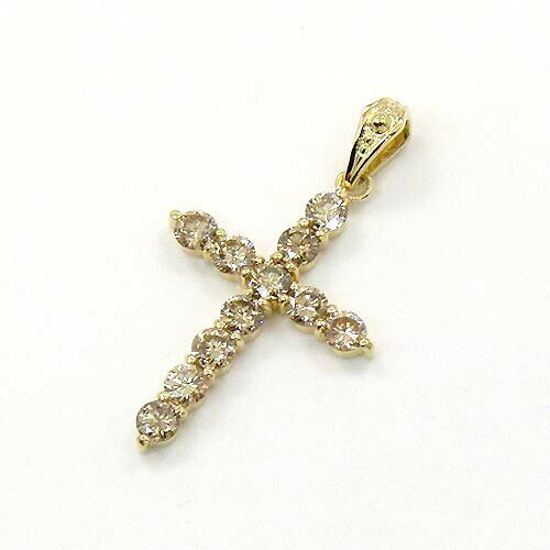 Rhodolite - ダイヤモンドクロス　18金ゴールド ライトブラウンダイヤ 0.6ct(SI1)クロスペンダント ヘッド