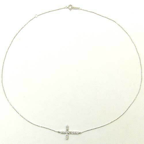 Rakuten - K18WG 天然ダイヤ(SI1 I) 0.6ct クロス(横) ネックレス