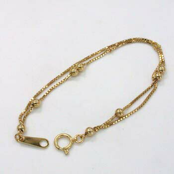 Gold - 18金ゴールド（K18） べネチェーンブレスレット（可動式アンクレット/全長13cm〜20cm）【送料無料】