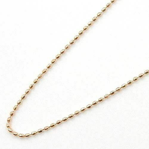 最短翌日 クーポンで大割引 18金ピンクゴールド スライドピン カットボール　ネックレス チェーン(幅0.6mm・長さ50cm/長さ調節可能/引き輪プレート付）送料無料