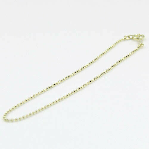 White Gold - 18金イエローゴールド(青金)カットボールチェーン　ブレスレット（幅 1mm・長さ17cm）