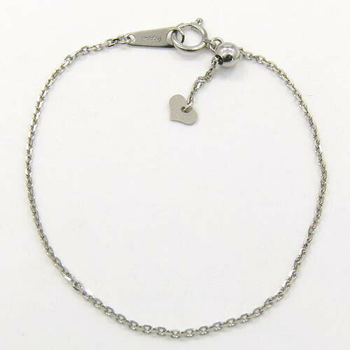 White Gold - 長さ16.5センチ プラチナ(Pt850)小豆チェーン ブレスレット（幅1.38mm・全長16.5cm/長さ調節可能式）