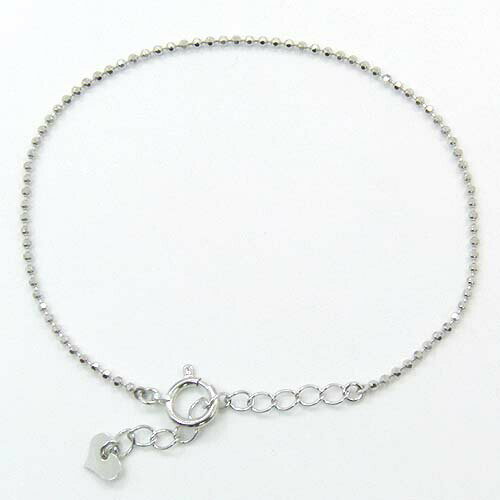 White Gold - K18WG　カットボール　ブレスレット　（幅1.2mm・全長16cm/アジャスター3cm付)