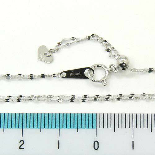 アーアゼロワン JEWELRYの最短翌日 クーポンで大割引 18金ホワイトゴールド 二連ペタル チェーン ネックレス(幅1mmx2 /長さ70cm 長さ調整可能)送料無料｜アングル2