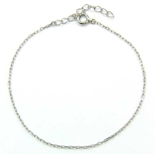 White Gold - 最短翌日 クーポンで大割引 ブレスレット　18金ホワイトゴールド(K18WG)小豆チェーン ブレスレット（幅0.9mm・全長18cm/アジャスター3cm付き)