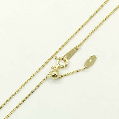 18金ゴールド(K18) 新型 鏡8面 小豆デザイン チェーン(幅1mm・長さ80cm/長さ調整可能・オーバルパーツ)..