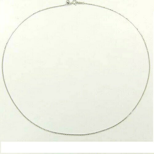 18金ホワイトゴールド(K18WG)新型 鏡8面 小豆デザインチェーンネックレス (幅1mm・長さ45cm/長さ調整可..