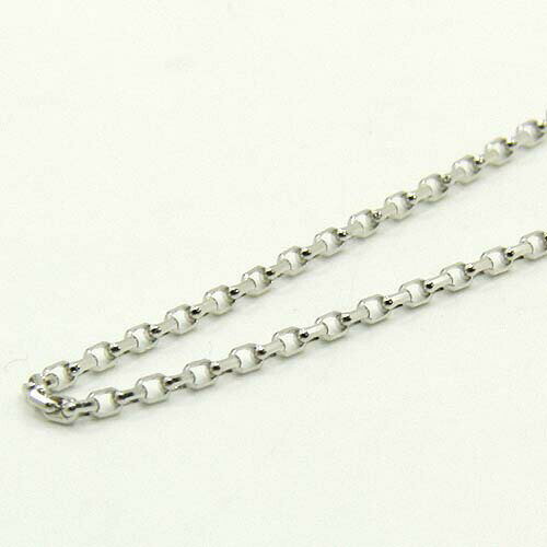 18金ホワイトゴールド 新型 鏡8面 小豆デザインチェーン(幅1.3mm・長さ45cm/アジャスター用マルカンな..