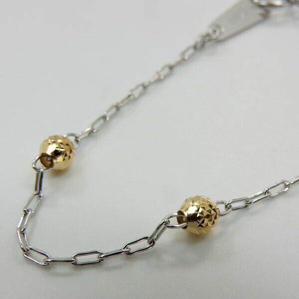 K18ブレスレット　コンビブレスレット(18金ゴールド＆ホワイトゴールド)ステラボール(星)クリップチェーンブレスレット(全長16センチ)送料無料