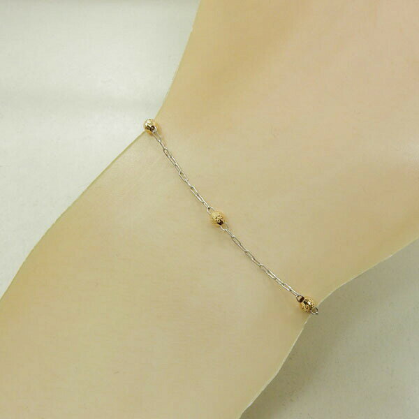 K18ブレスレット　コンビブレスレット(18金ゴールド＆ホワイトゴールド)ステラボール(星)クリップチェーンブレスレット(全長16センチ)送料無料