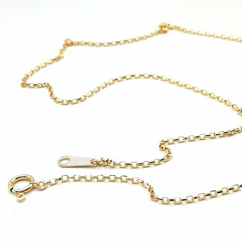 18金ゴールド　小豆チェーン　新型 鏡8面デザイン　(幅1.3mm・長さ45cm/アジャスター用マルカンなし)送..