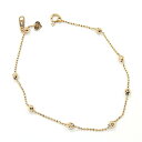 18金ピンクゴールド カットボールチェーン1ミリ ステーション ブレスレット 18センチシャンデリアボール7個が可動しお好みの位置で止まりますスライドチェーン 送料無料