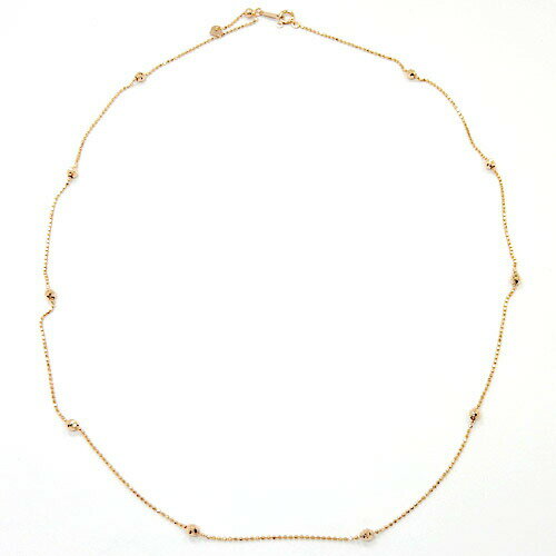 18金ピンクゴールド　カットボール　チェーン　1ミリ　ステーション　ネックレスシャンデリアボール10..