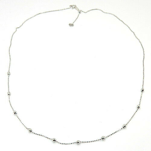 18金ホワイトゴールド　カットボールチェーン1ミリ　ステーション　ネックレスシャンデリアボール10個..