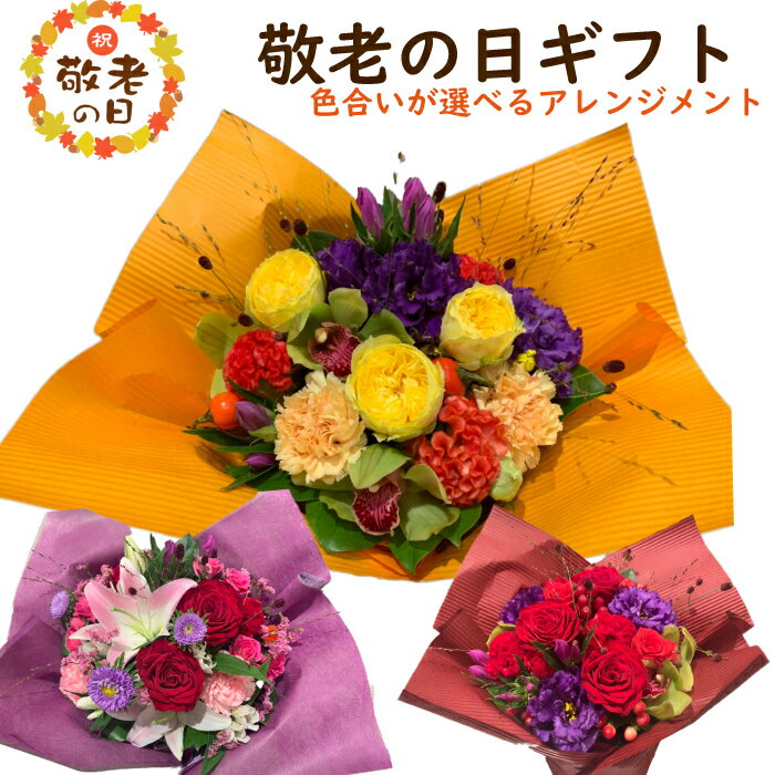 【300円OFFクーポン配布中】敬老の日 花 ギフト 孫 選べる色合い 秋のお花 誕生日 秋 送料無料 アレンジメント アレンジ 選べる色合い ラッピング無料 お祝い 誕生日 開業祝い 移転祝い　昇進　就任　還暦　ギフト プレゼント お花のプレゼントのサムネイル