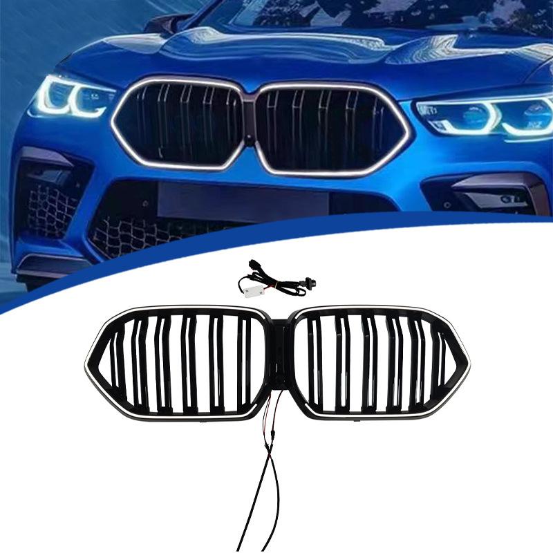BMW X6 G06 2020-2022年式 発光LED フロントバンパーグリルカバー フロントグリル フロントグリルガーニッシュ