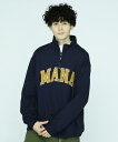 セール｜【MANASTASH】MANASTASH/マナスタッシュCASCADE HALF ZIP/カスケードハーフジップトップス スウェット スエット シンプル 長袖 ロゴ ネイビー バーガンディー ナチュラル M~2XL 大きいサイズ 新作 23fw aw 秋冬 秋コーデ