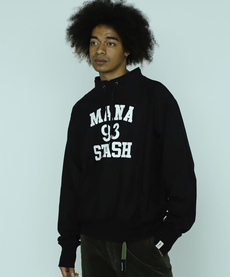 SALE｜【MANASTASH】MANASTASH/マナスタッシュCOLLEGE LOGO STAND COLLAR SWEAT/カレッジロゴスタンドカラースウェットトップス トレーナー スエット ブラック グリーン ネイビー M~2XL 大きいサイズ カラバリ 90's