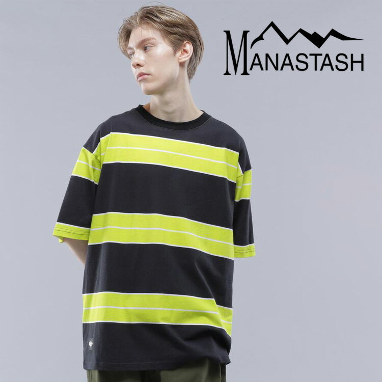 【MANASTASH】MANASTASH/マナスタッシュ/ABERDEEN RUGGER TEE/アバディーンラガーTee半袖 Tシャツ トップス ボーダー グランジ 90'S 90年代 S～XL ブラック ホワイト オリーブ 新作 24ss 春夏 夏コーデ マルチボーダー カワイイ