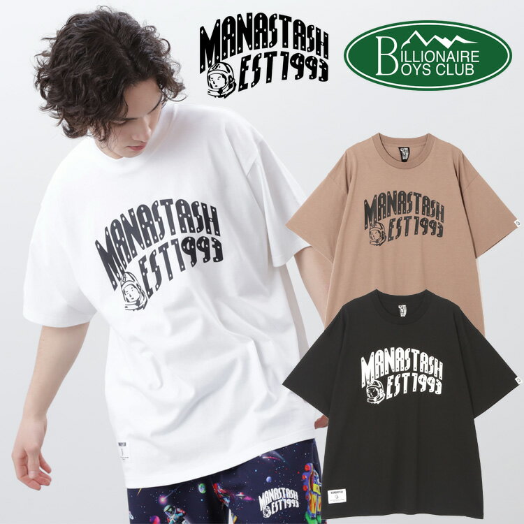 【MANASTASH】×BILLIONAIRE BOYS CLUB/BBC TEE ARCH LOGO/ビリオネアボーイズクラブ/アーチロゴTシャツトップス 半袖 Tee プリント コラボ ブラック ホワイト ベージュ S~XL