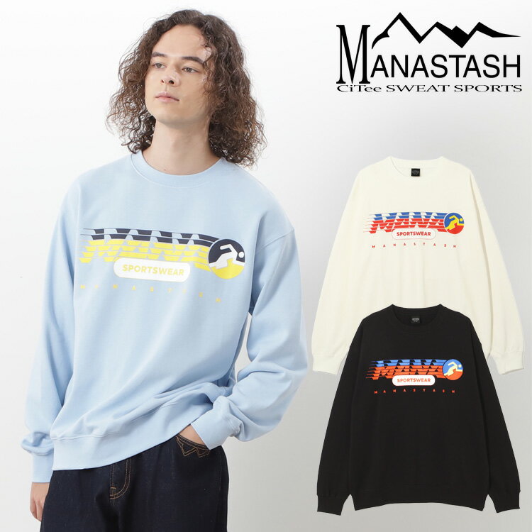 楽天MANASTASH【MANASTASH】MANASTASH/マナスタッシュ/CiTee SWEAT SPORTS/シティースウェット スポーツトップス トレーナー プリント カワイイ シンプル ブラック ホワイト ブルー S~XL スケーター シンプル 25ss 春夏 新作